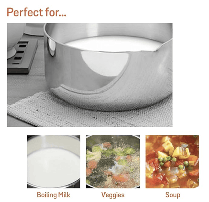 Meyer Select Nickel Free Stainless Steel Open Milkpan | Tea pot| Milk Pot | Small Milk Pan with triply Base | Chai Pan | Mill pan for Cooking | Gas and Induction Compatible, 14cm/ 0.9 Liters, Silver