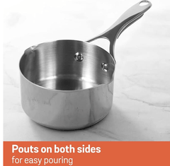 Meyer Select Nickel Free Stainless Steel Open Milkpan | Tea pot| Milk Pot | Small Milk Pan with triply Base | Chai Pan | Mill pan for Cooking | Gas and Induction Compatible, 14cm/ 0.9 Liters, Silver-3