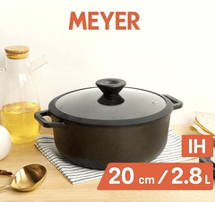 Meyer Pre-Seasoned Cast Iron Dutch Oven | Biryani Pot | Cast Iron Casserole with Heavy Bottom |Cooking Pot with Lid| Biryani Pot Induction Bottom| Stew Pot| Cast Iron Cookware, 20cm/ 2.8 Litre, Black-3
