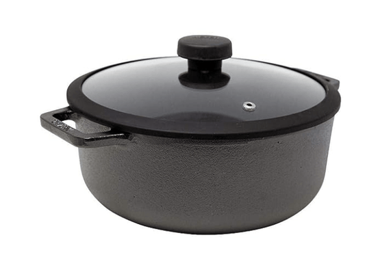 Meyer Pre-Seasoned Cast Iron Dutch Oven | Biryani Pot | Cast Iron Casserole with Heavy Bottom |Cooking Pot with Lid| Biryani Pot Induction bottom| Stew Pot| Cast Iron Cookware, 26cm/ 5.2 Litre, Black