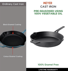 Meyer Induction Base Cast Iron Frying Pan, 20cm, Black, 1 Piece-3