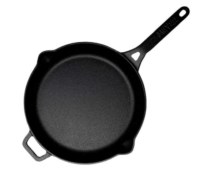 Meyer Pre-Seasoned Cast Iron Frypan | Cast Iron Skillet | Iron Pan | Induction Frying Pan | Iron Fry Pan | Fish Fry Pan| Cast Iron Utensils for Cooking | Iron Cookware for Kitchen, 26cm, Black