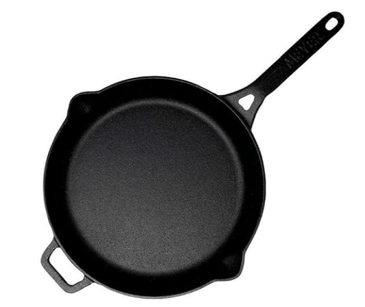 Meyer Pre-Seasoned Cast Iron Frypan | Cast Iron Skillet | Iron Pan | Induction Frying Pan | Iron Fry Pan | Fish Fry Pan| Cast Iron Utensils for Cooking | Iron Cookware for Kitchen, 26cm, Black