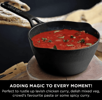 Meyer Pre-Seasoned Cast Iron Deep Skillet | Cast Iron Frypan | Iron Pan | Induction Frying Pan | Iron Fry Pan |Deep Frying Pan| Cast Iron Utensils for Cooking | Iron Cookware for Kitchen, 18cm, Black