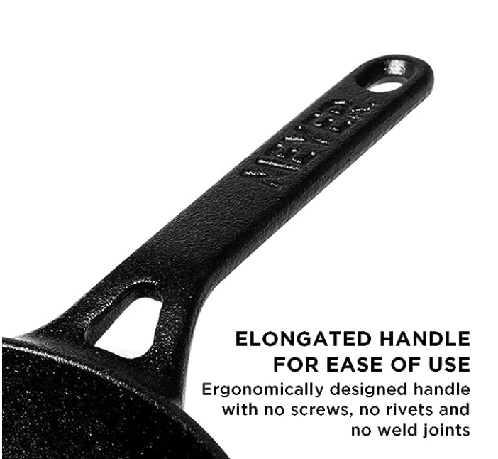 Meyer Pre-Seasoned Cast Iron Deep Skillet | Cast Iron Frypan | Iron Pan | Induction Frying Pan | Iron Fry Pan |Deep Frying Pan| Cast Iron Utensils for Cooking | Iron Cookware for Kitchen, 18cm, Black-3