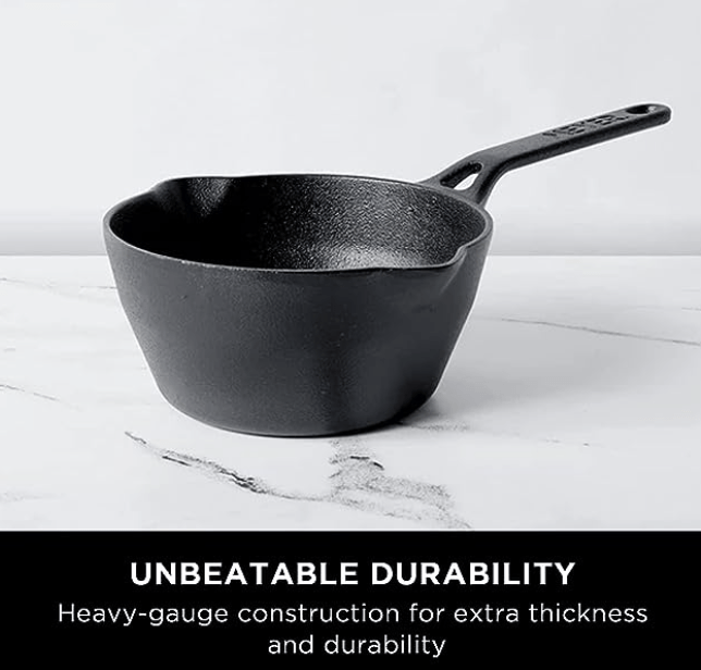 Meyer Pre-Seasoned Cast Iron Deep Skillet | Cast Iron Frypan | Iron Pan | Induction Frying Pan | Iron Fry Pan |Deep Frying Pan| Cast Iron Utensils for Cooking | Iron Cookware for Kitchen, 18cm, Black