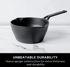 Meyer Pre-Seasoned Cast Iron Deep Skillet | Cast Iron Frypan | Iron Pan | Induction Frying Pan | Iron Fry Pan |Deep Frying Pan| Cast Iron Utensils for Cooking | Iron Cookware for Kitchen, 18cm, Black-2