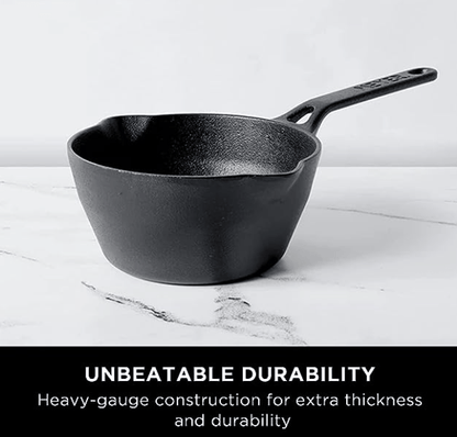 Meyer Pre-Seasoned Cast Iron Deep Skillet | Cast Iron Frypan | Iron Pan | Induction Frying Pan | Iron Fry Pan |Deep Frying Pan| Cast Iron Utensils for Cooking | Iron Cookware for Kitchen, 18cm, Black