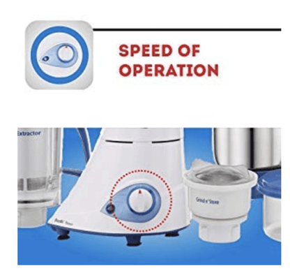 Preethi Blue Leaf Platinum MG 139 mixer grinder, 750 watt, White, 4 jars - Super Extractor juicer Jar & Storage Air-Tight Container, FBT motor with 5yr Warranty & Lifelong Free Service, Standard