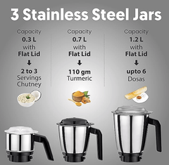 Preethi Peppy Plus MG-246 Mixer Grinder, 750 watt, Red-Black, 4 Jars - Super Food Jar with Texture Builder & 3D Airflow Technology, Vega W5 Motor with 5yr Warranty & Lifelong Free Service, Standard-3