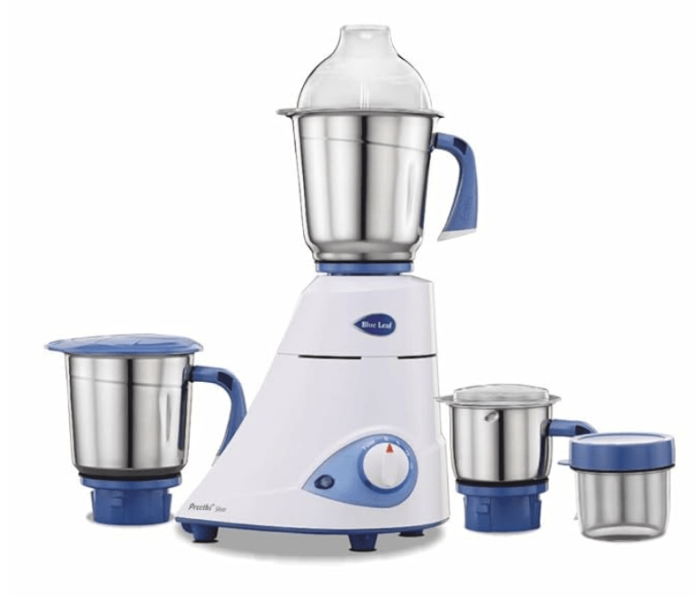 Preethi Blue Leaf Silver 600-Watt Mixer Grinder – Velan Store
