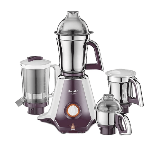 Preethi Taurus MGA 217 750-Watt Mixer Grinder with 4 Jars (White/Dark Violet)