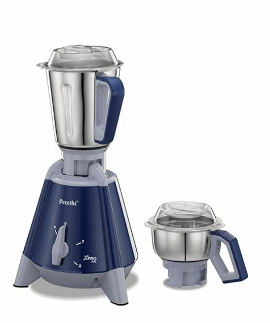 Preethi Xpro Duo MG-198 1300 W Commercial Mixer Grinder with 2 Jars ( 0.75L Chutney Jar + 2L Wet Grinding, Stainless steel), Tripad Metal Motor Stand, Blue