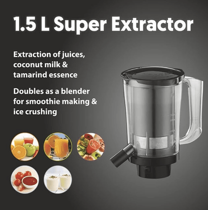Preethi Taurus Plus MG-257 Mixer Grinder, 1000 Watt, Blue/Black 4 Jars - Super Extractor Juicer Jar, 2 Yr Product Guarantee & Lifelong Free Service