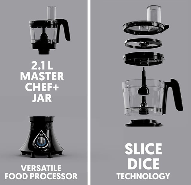 Preethi Zodiac Cosmo Mixer Grinder+ Food Processor I 750 Watt I 2yr Guarantee & Lifelong Free Service I 5 Jars (Super Extractor juicer Jar & Master Chef + Food Processor Jar), Black (MG236)-4