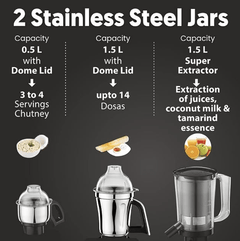 Preethi Zodiac 2.0 MG-255 Mixer Grinder, 1000 watt, Black/Blue, 4 Jars - Super Extractor juicer Jar & Master Chef Food Processor Jar, 2yr Guarantee & Lifelong Free Service-3
