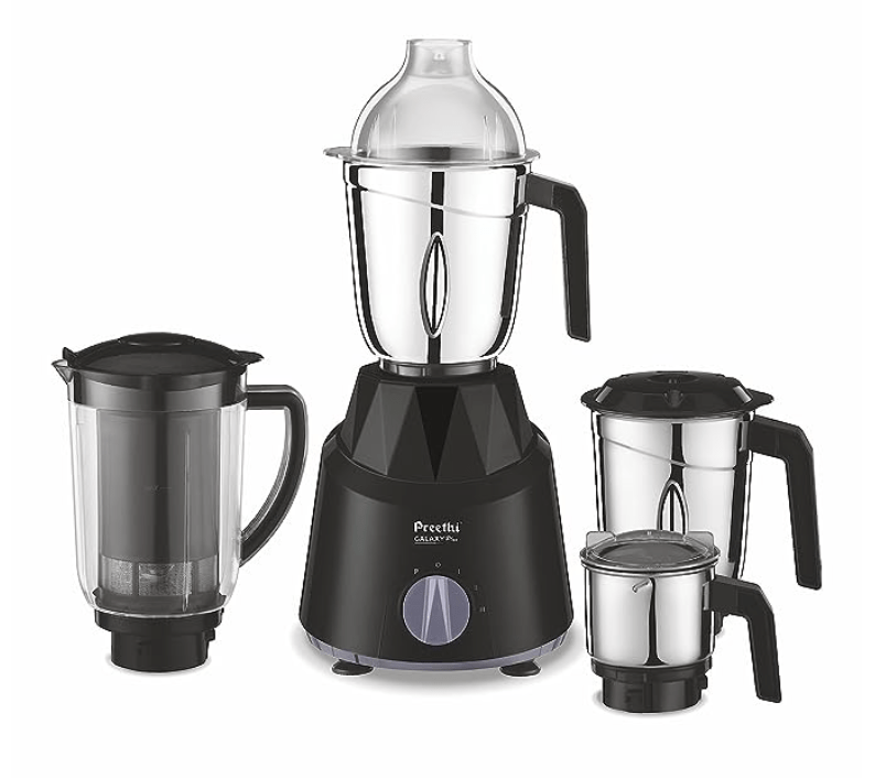 Preethi Galaxy Plus MG-250 Mixer grinder, 750 watt, Pink/Black, 4 Jars - Super Extractor juicer Jar, Vega W5 Motor with 5yr Warranty & Lifelong Free Service