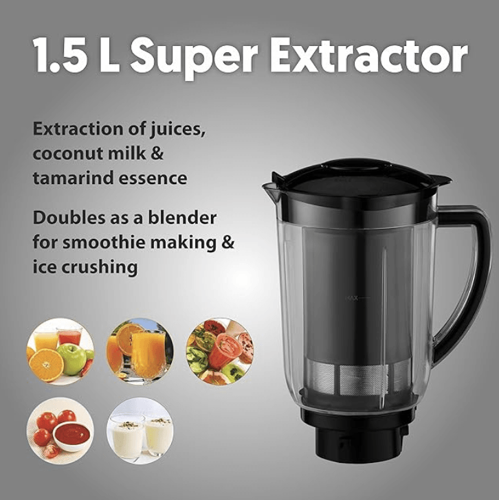 Preethi Galaxy Plus MG-250 Mixer grinder, 750 watt, Pink/Black, 4 Jars - Super Extractor juicer Jar, Vega W5 Motor with 5yr Warranty & Lifelong Free Service-3