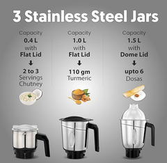 Preethi Galaxy Plus MG-250 Mixer grinder, 750 watt, Pink/Black, 4 Jars - Super Extractor juicer Jar, Vega W5 Motor with 5yr Warranty & Lifelong Free Service-2