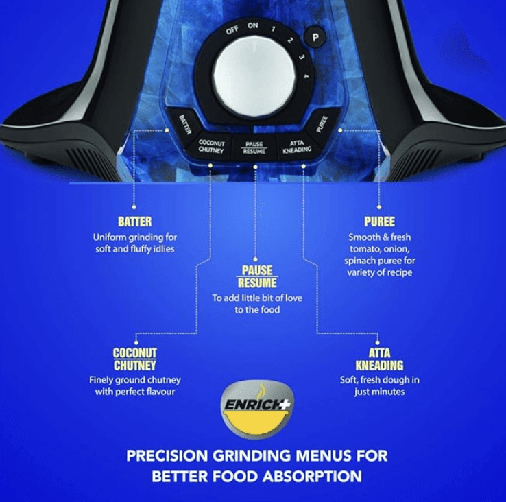 Preethi Zodiac 2.0 MG235 mixer grinder, 750 watt with 4 jars includes 3 In 1 insta fresh juicer Jar & Master chef food processor Jar (Black)