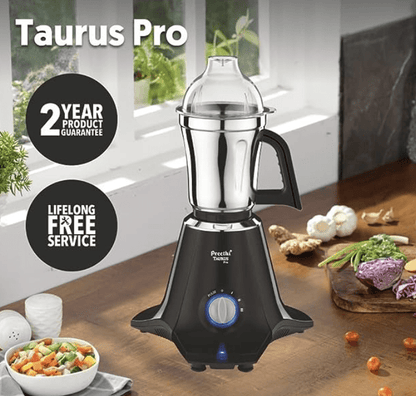 ப்ரீத்தி டாரஸ் ப்ரோ எம்ஜி-256 மிக்சர் கிரைண்டர், கருப்பு, 3 ஜாடிகள், 90 வினாடிகளில் சரியாக அரைக்க சக்திவாய்ந்த 1000 வாட் மோட்டார், ஷாக் ப்ரூஃப் ஏபிஎஸ் பிளாஸ்டிக் பாடி, 5 வருட மோட்டார் உத்தரவாதம் &amp; வாழ்நாள் முழுவதும் இலவச சேவை 