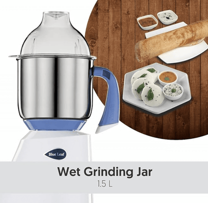 Preethi Blue Leaf Diamond MG-214 mixer grinder 750 watt (Blue/White), 3 jars & Flexi Lid, FBT motor with 2yr Guarantee & Lifelong Free Service