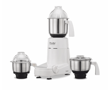 Preethi Chef Pro, MG-128, 750 Watt, 3 Jars, 5 year motor warranty, 2 years product guarantee, Life Long free service (White)