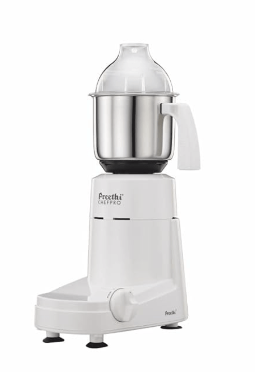 Preethi Chef Pro, MG-128, 750 Watt, 3 Jars, 5 year motor warranty, 2 years product guarantee, Life Long free service (White)