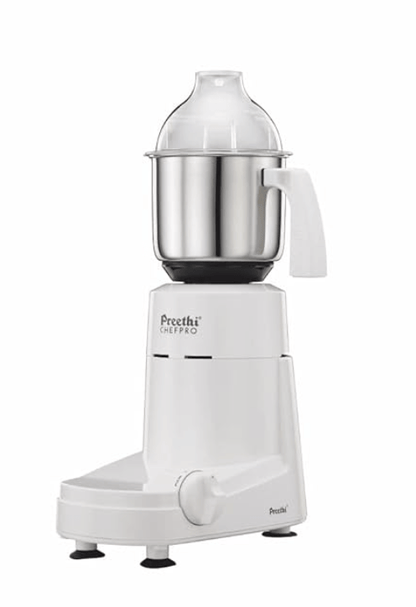 Preethi Chef Pro, MG-128, 750 Watt, 3 Jars, 5 year motor warranty, 2 years product guarantee, Life Long free service (White)