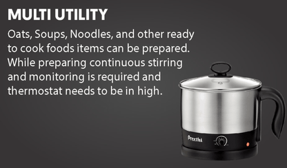 Preethi Armour Multi Utility EK708 1.2-Litre Electric Kettle (Steel/Black)