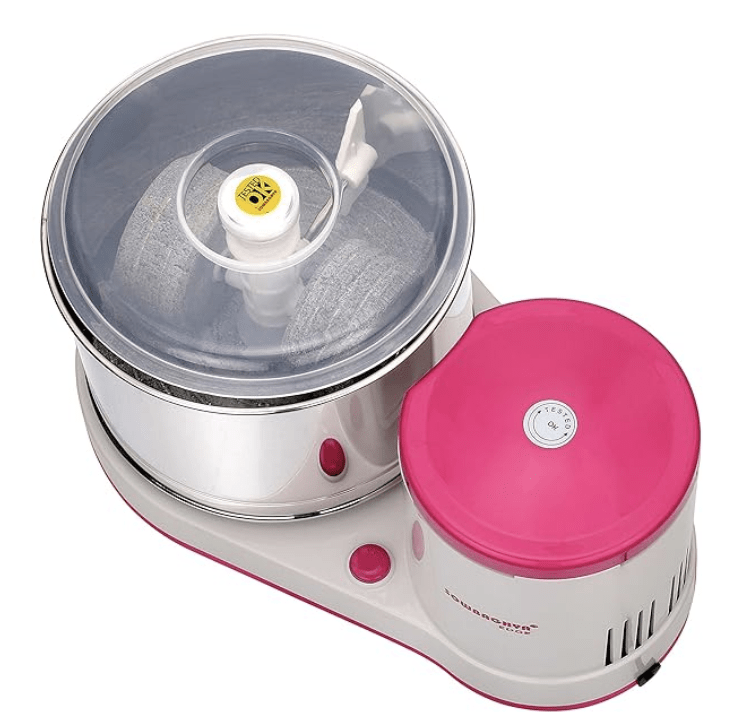 SOWBAGHYA 150W वेट ग्राइंडर, पिंक टेबल टॉप वेट ग्राइंडर मशीन | हैवी ड्यूटी मोटर | आपके किचन के लिए आदर्श | दक्षिण भारतीय व्यंजनों के सभी प्रकार के बैटर के लिए 2 लीटर वेट ग्राइंडर 