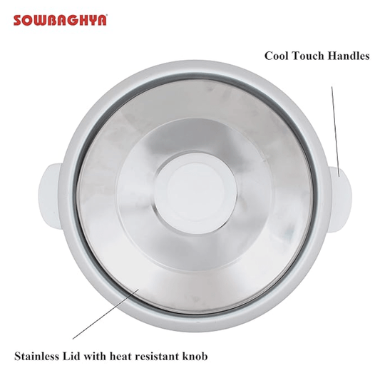 SOWBHAGYA Rice Cooker, White, 1.2L Rice Cooker, White | Digital Rice Cooker | with Steam & Rinse Basket | Stainless Steel | One-touch Operation and Keep Warm Function