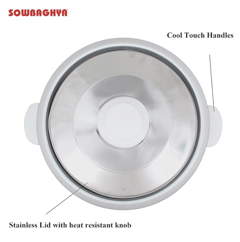 SOWBHAGYA Rice Cooker, White, 1.2L Rice Cooker, White | Digital Rice Cooker | with Steam & Rinse Basket | Stainless Steel | One-touch Operation and Keep Warm Function-2