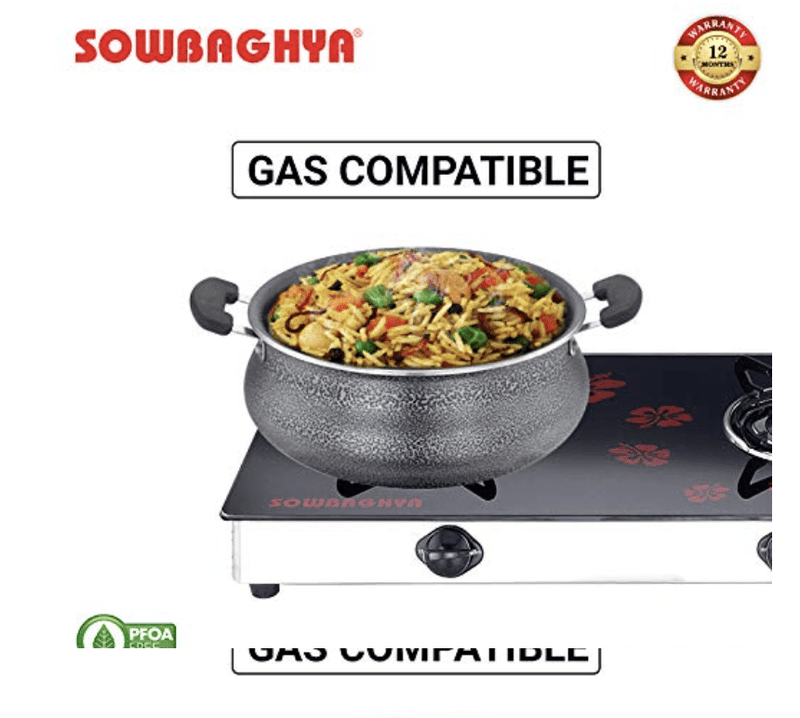 SOWBAGHYA Aluminium Biriyani Pot With Lid, 2 L (Black) Handi | Patila | Bhagona | Tapeli with LID | Multipurpose Aluminium Cooking Utensils for Kitchen | Dishwasher Safe-4