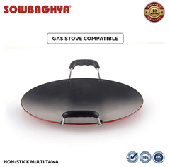 SOWBAGHYA Non Stick Concave Multi Tawa - 3.2mm Thickness (30cm Dia, Black) | Non-Stick Induction Friendly Concave Tawa | for Dosa, Roti, Chapati Tawa | Residue Free-2