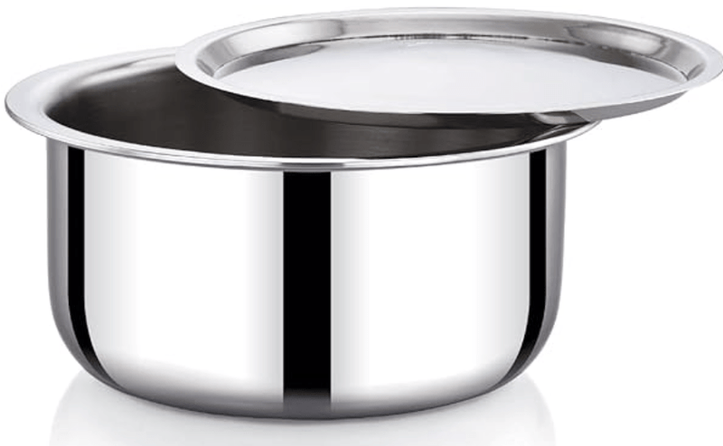 Praylady Nexon Series Triply Cooking Pot With Lid | Stainless Steel Handi Casserole without Handle | Cooking Vessel for Kitchen | Tri-Ply Bottom | Deep Kadai With Lid | Induction & Gas compatible | Silver-2