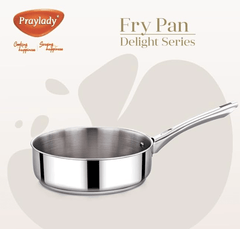 Praylady Delight Series 3 PLY Base Frypan 24 cm | Stainless Steel Pan with Riveted Handle and Induction Base | Compatible with All Cooktops Including Induction |-2