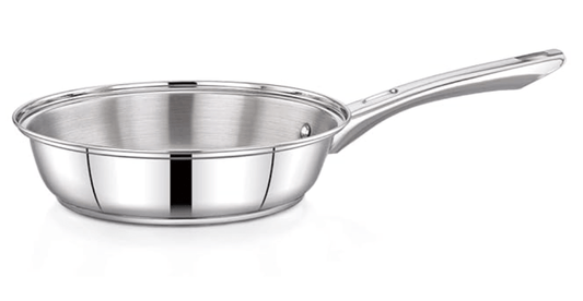 Praylady Ecstasy Series 3 Ply Base Frypan 22 cm | Stainless Steel | with Riveted Strong Handle & Induction Base | Compatible with All Cooktops Including Induction |