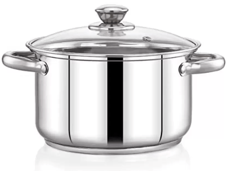 Praylady Delight Series 3 Ply Base Stockpot 18 cm Pot 18 cm diameter 1.8 L capacity with Lid  (Stainless Steel, Induction Bottom)-1