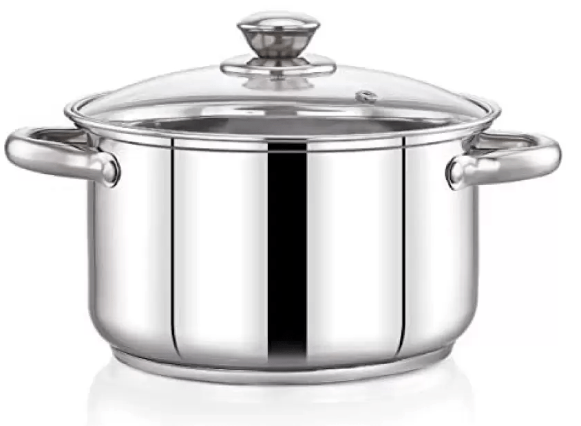 Praylady Delight Series 3 Ply Base Stockpot 18 cm Pot 18 cm diameter 1.8 L capacity with Lid  (Stainless Steel, Induction Bottom)