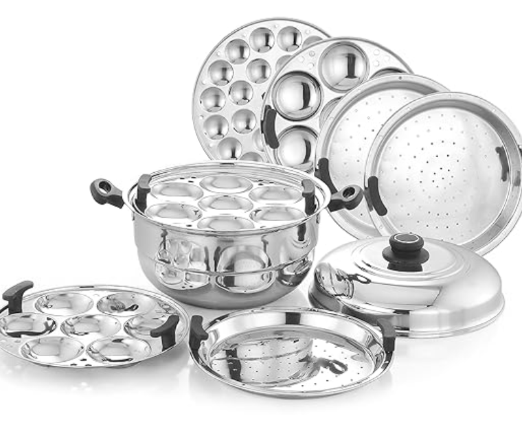 Praylady Multi Idli Pot With Stainless Steel Lid | Multi - Kadai | Idli Pot With Lid | Multi-Purpose Idly Pot | Gas And Induction Compatible (21 Multi Idli Pot)-1