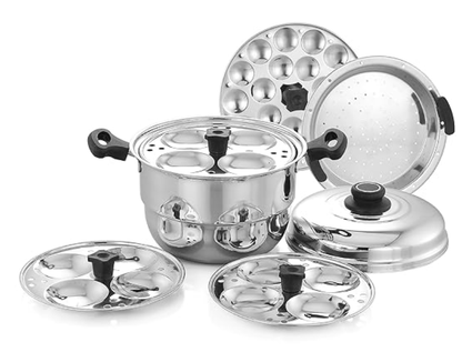 Praylady Multi Idli Pot With Stainless Steel Lid | Multi - Kadai | Idli Pot With Lid | Multi-Purpose Idly Pot | Gas And Induction Compatible (12 Multi Idli Pot)