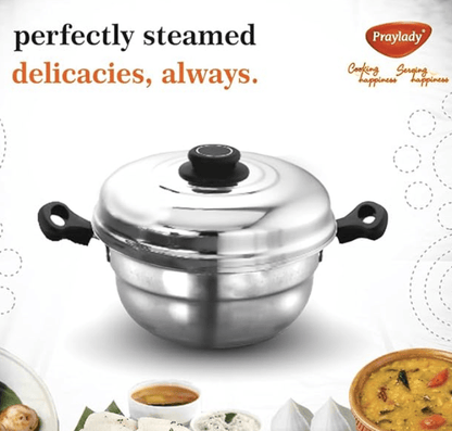 Praylady Multi Idli Pot With Stainless Steel Lid | Multi - Kadai | Idli Pot With Lid | Multi-Purpose Idly Pot | Gas And Induction Compatible (10 Multi Idli Pot)