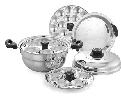 Praylady Multi Idli Pot With Stainless Steel Lid | Multi - Kadai | Idli Pot With Lid | Multi-Purpose Idly Pot | Gas And Induction Compatible (10 Multi Idli Pot)