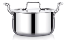 Praylady Nexon Series Triply Stock Pot with Lid | Sze - 18 cm | Triply Stainless Steel | Stock Pot with Lid | Stainless Steel Lid | Suitable for All Induction & Gas Compatible | Silver-1