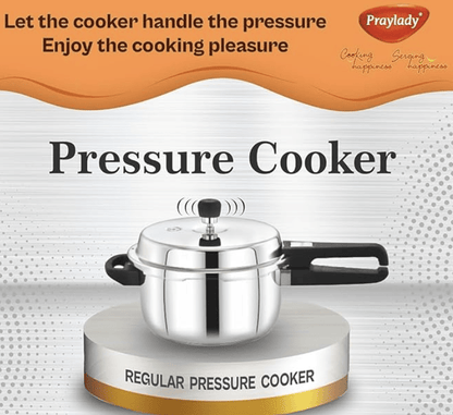 Praylady 3 PLY Base Pressure Cooker - 1.5 Litres | 1.2 mm Body Thickness | Stainless Steel Pressure Cooker with Outer Lid | Gas and Induction Compatible Pressure Cooker | ISI Certified