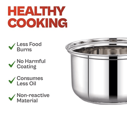 Praylady Delight Series 3 Ply Base Saucepan | Size - 18 Cm | Stainless Steel Sauce Pan with Glass Lid | 1.8 Liter Capacity | Induction and Gas Stove Friendly | Milk Pan