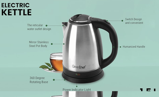 Greenchef Electric Kettle (1.5 L, Silver)
