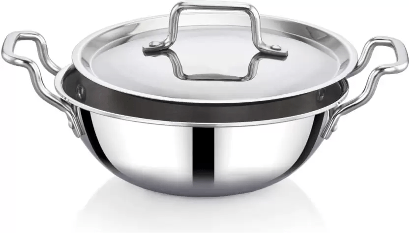 Praylady Stainless Steel Handi Casserole with Lid, Nexon Series Triply Kadai with Capacity
