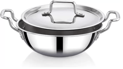 Praylady Stainless Steel Handi Casserole with Lid, Nexon Series Triply Kadai with Capacity-2